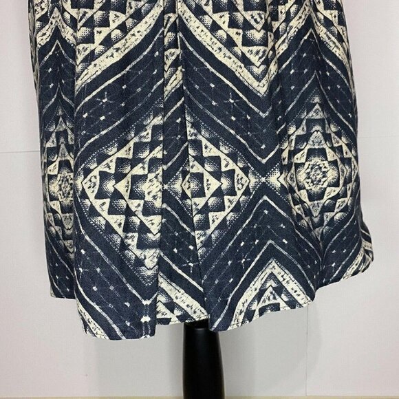 Alice + Olivia Womens Small Abstract A-Line Dress Navy Tan Rayon EUC - Picture 4 of 9
